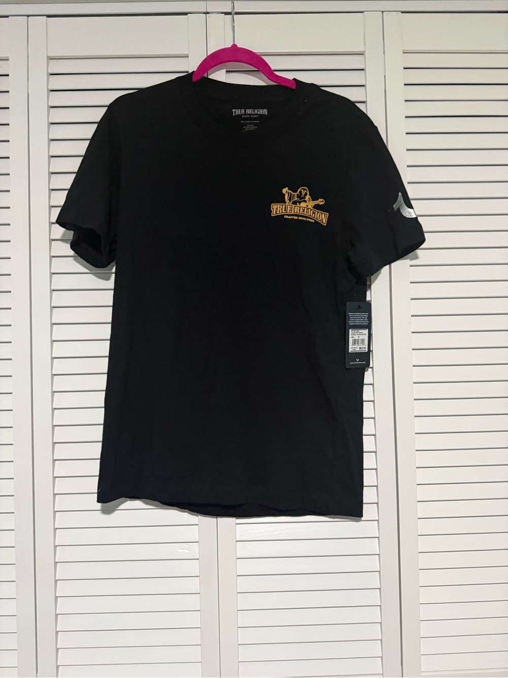 True Religion Black Short Sleeve Tee with Gold Logo